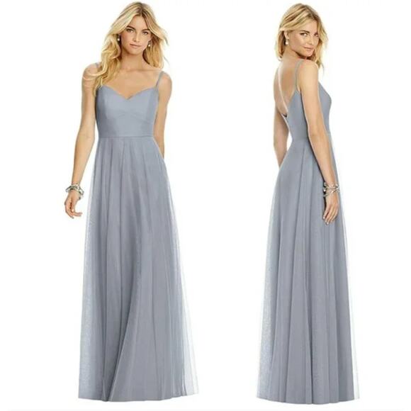 AFTER SIX Platinum Gray Sweetheart Spaghetti Strap Tulle Dress Bridesmaid Gown 8 - Picture 10 of 10
